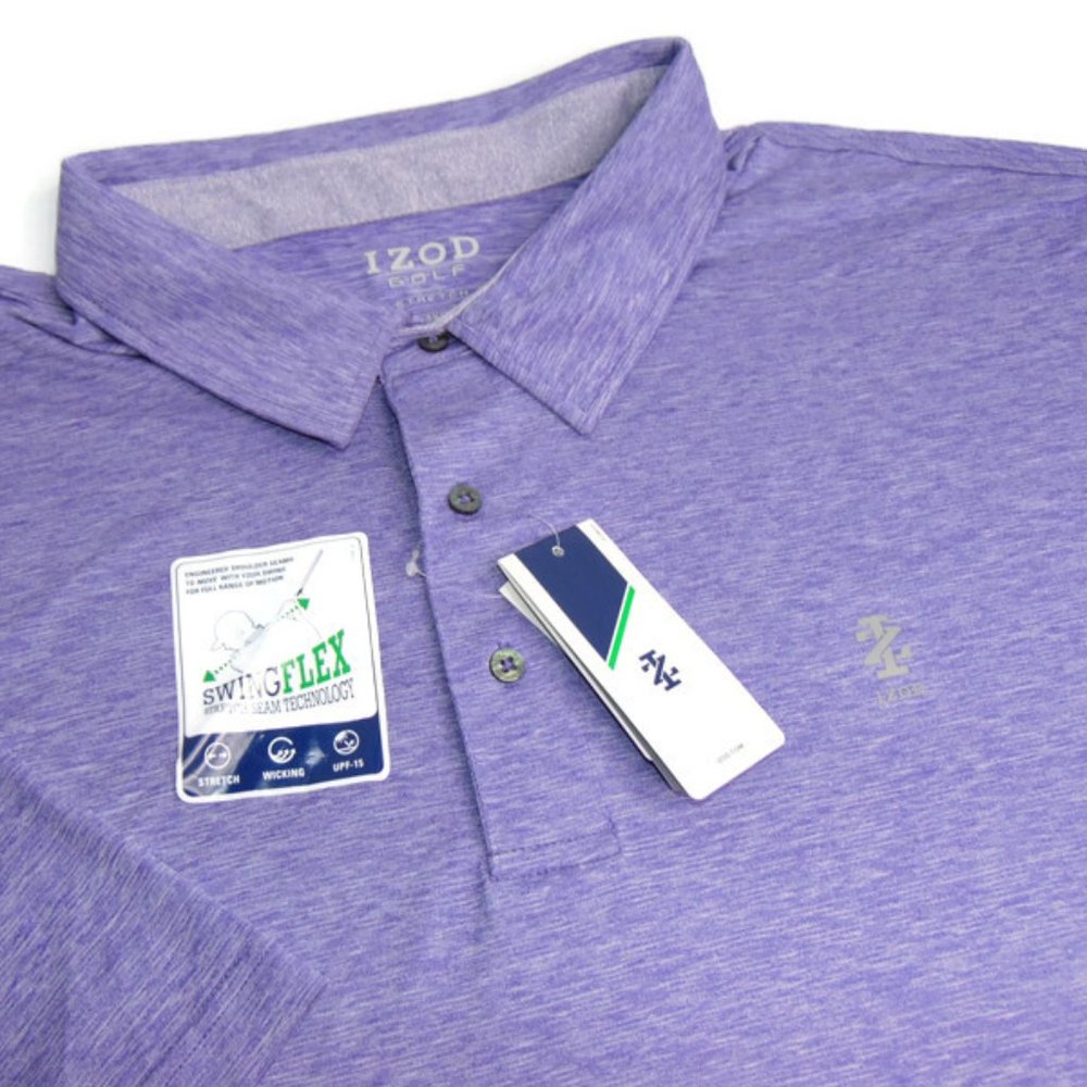 Izod Men's 4XL Polo Shirt Short Sleeve Golf Heather Purple Stretch Collared